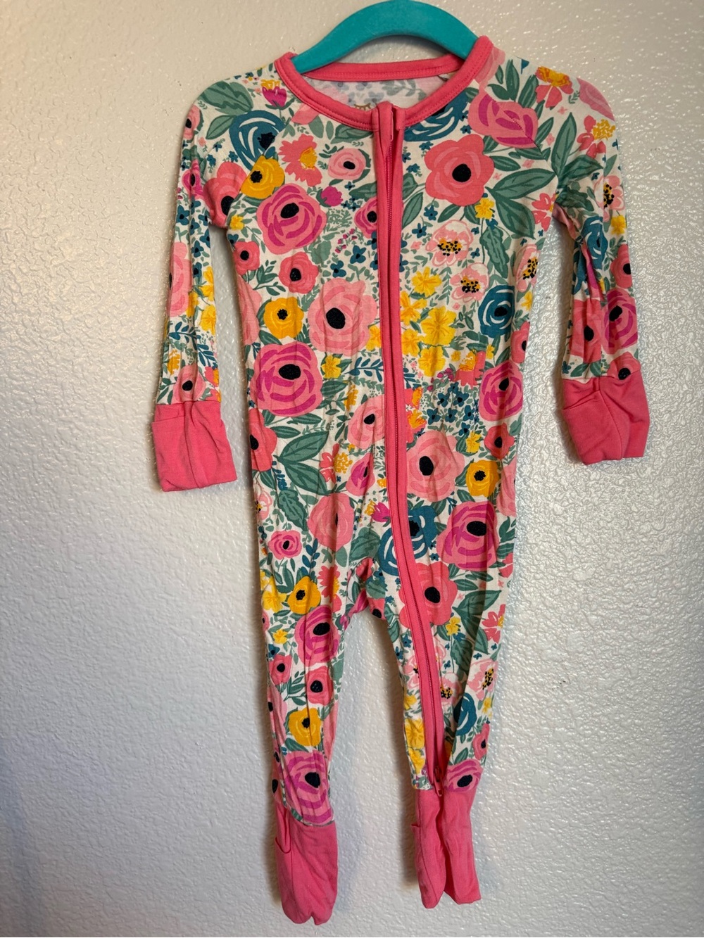 Little Sleepies Pink Floral Zip-Front Footie Pajama